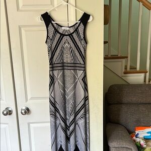 Geometric Black and Gray Maxi Dress